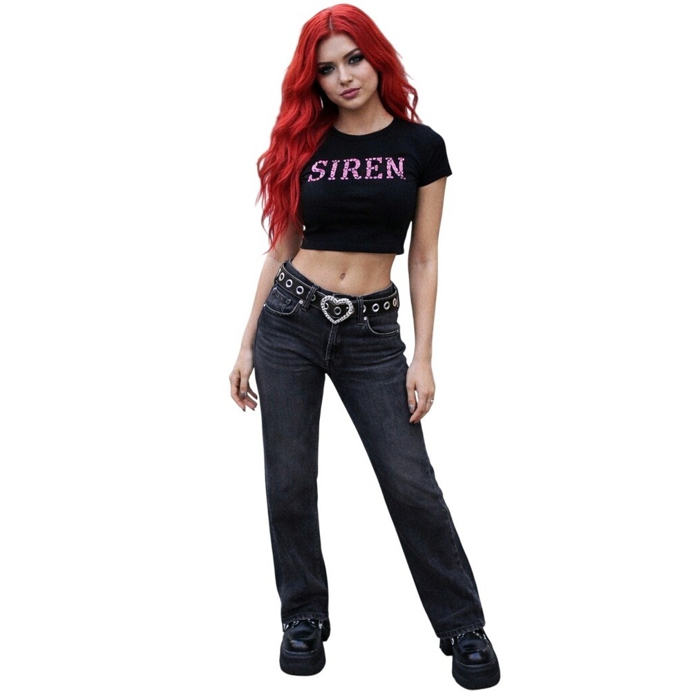 Free People Crvy Siren Low Rise Straight Jeans Black Y2K Bratz Grunge Rock 24